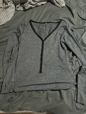 lululemon athletica Gray V-Neck Button Henley